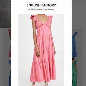 english factory ruffle sleeve maxi dress